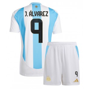 Argentina Julian Alvarez #9 Hemmaställ Barn Copa America 2024 Kortärmad (+ Korta byxor)